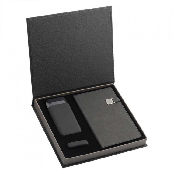 Termo Deri Defter Işıklı Rubber USB Bellek ve Powerbank Seti - NR-8500